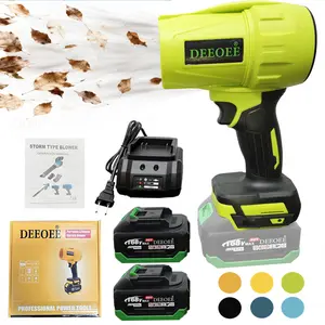 DEEOEE Cordless Leaf Blower Portable Dust Cleaner Handheld Blowers 2  Batteries  Air Duster with Adjustable Speed for Drying Patio Cleaning Green