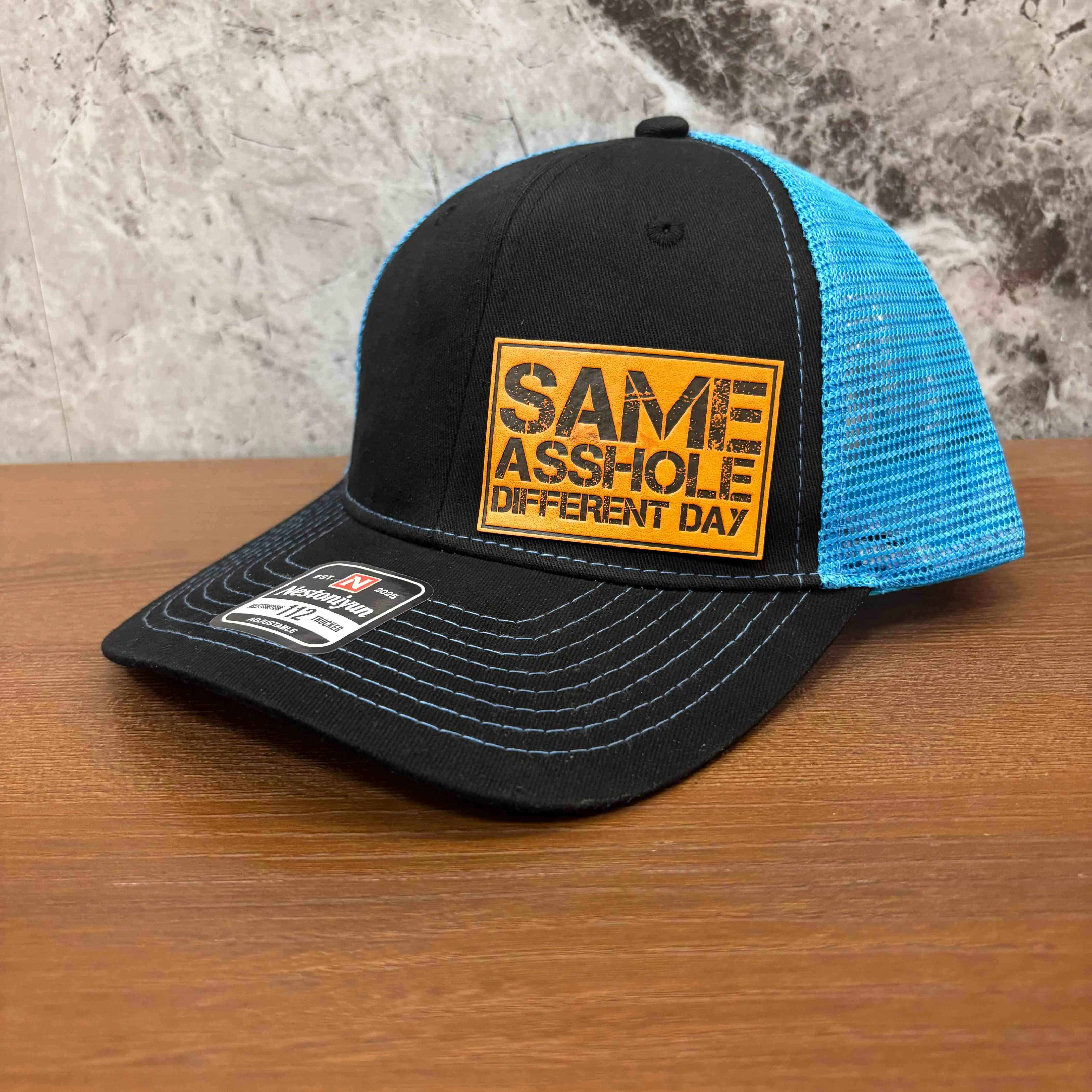 Unisex Bold Slogan "Same A Different Day" Breathable Cotton Mesh Trucker Hat - Adjustable Snapback Cap, 2-Tone Block Crew Streetwear Hat, 13 Color Combos (Orange and Black, Black/Grey), Ideal for Work & Travel, Everyday