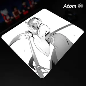 ATOM Mouse Pad  Anime Character Tempered Glass Mouse Pad, Laser Engraved Photovoltaic Glass, Super Slip Surface, Non-slip Honeycomb Base FPS Gaming Mouse Pad