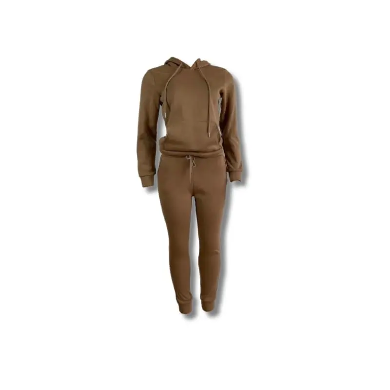 RENDEZVOUS - Luxe Brown Fleece Comfort Set | Womens Brown Sweatsuit (US, Alpha, Small, Regular, Regular)