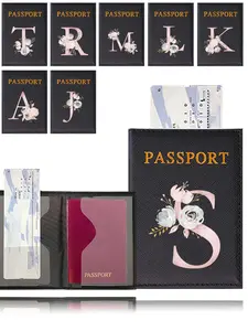 Fashion Letter Pattern Passport Case, PU Leather Wedding Case, Stylish 26 Initial Letter Themed Design Travel Passport Sleeve Card Holder, Travel Accessories, Travel Gear