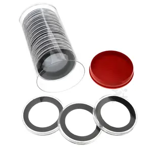 Capsule Tube & 15 Ring Fit 47mm Coin Capsules for 2oz Silver Rounds