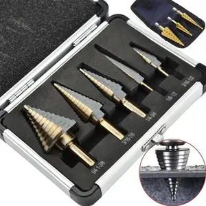 HSS COBALT Step Drill Bit Set, 50 Sizes Step Drill Bit Set Tool Box with Aluminum Case/Pouch for Woodworking, Metalworking, Drilling