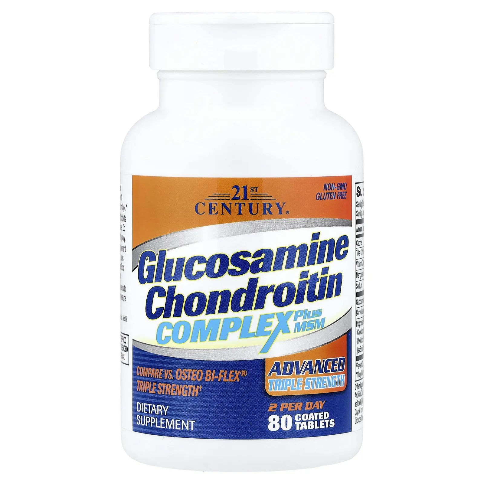 21st Century Glucosamine Chondroitin Complex plus MSM, 80 Coated Tablets | HSA/FSA Eligible