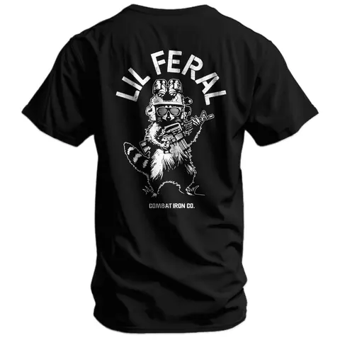 COMBAT IRON Men's Cotton Lil Feral Raccoon Graphic Round Neck T-Shirt - Athletic Fit Male Clothing, Work-to-Train Top, All Seasons, Machine Washable, Pre-Shrunk (Men's T Shirts for Daily Wear)