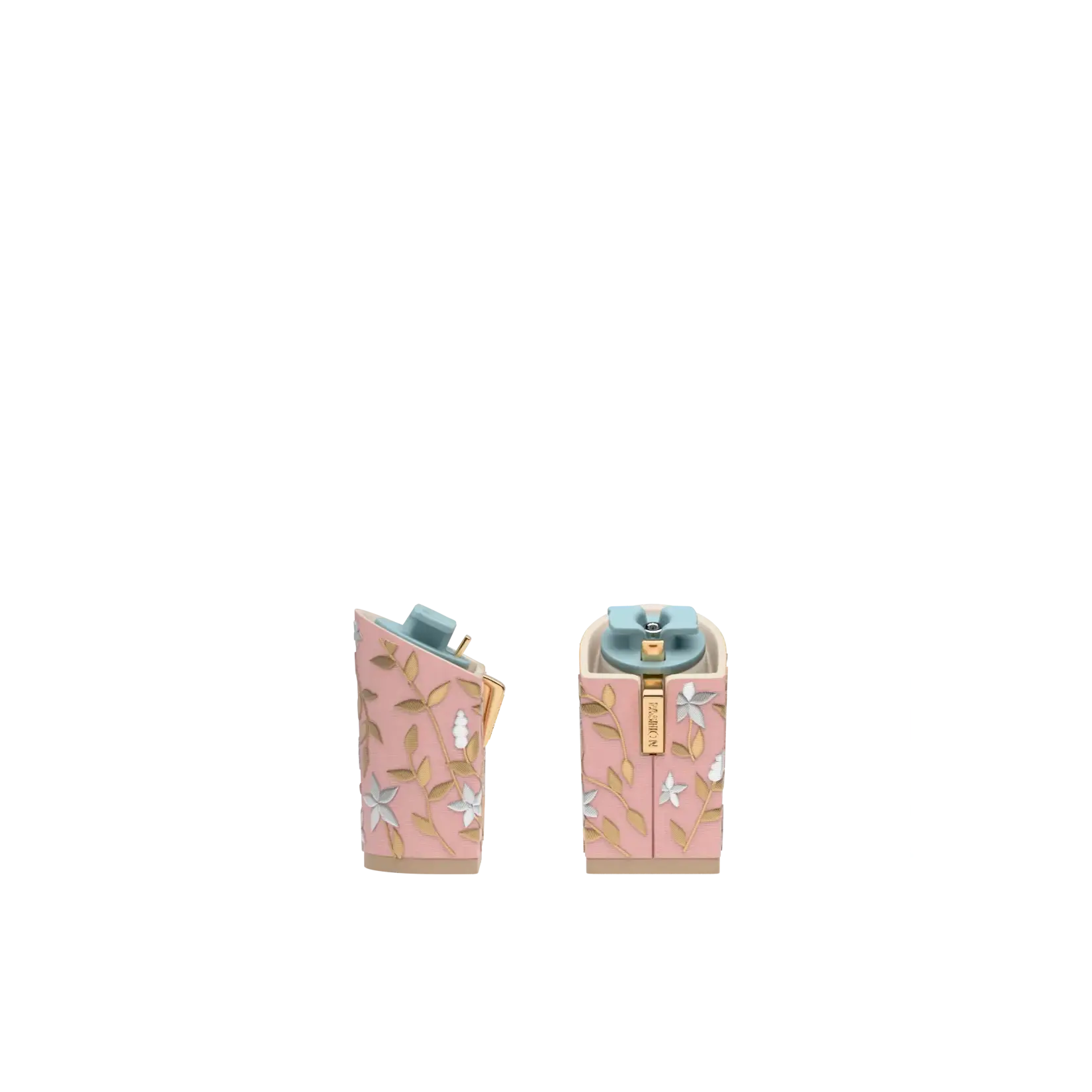 Block Heel Kit 4 Blush Gold Floral Embroidery Block Heel Kit 4 Blush Gold Floral Embroidery