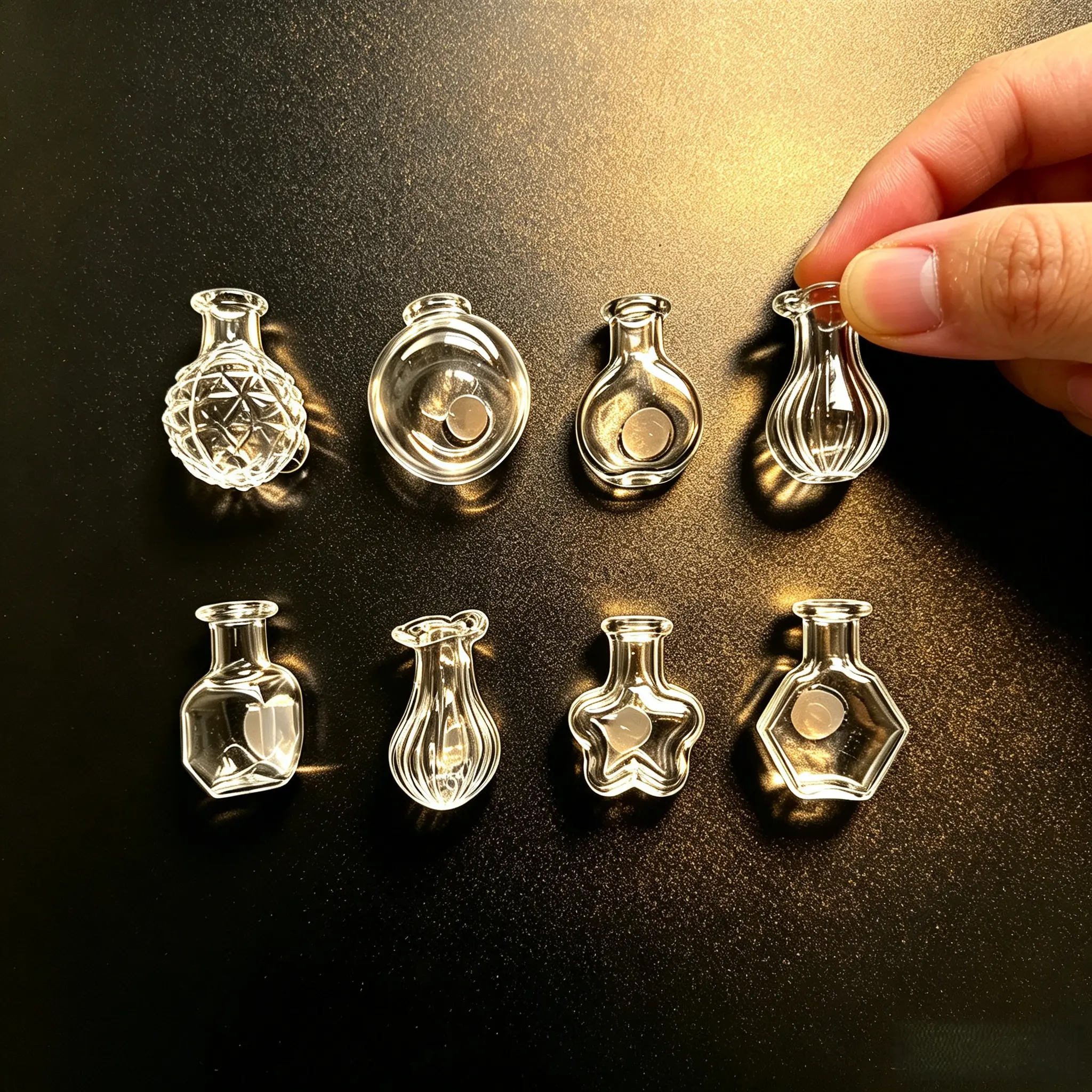 Transparent Tiny Vase Refrigerator Magnets 8-Pack, Fusion Nordic & Chinese Minimalist Design, Durable Shatterproof Resin with Sturdy Magnetic Back, Decor Ornaments for Kitchen, Workplace & Gifting, Artisan-Made in Jingdezhen, CN