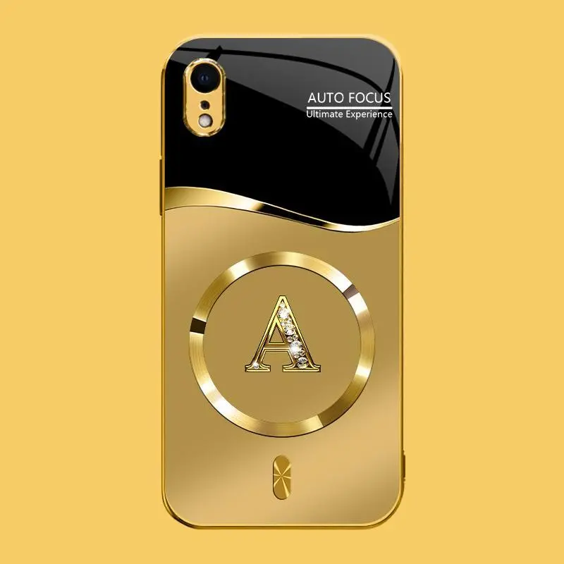 Suitable for [iPhone Xr] high-end MagSafe phone case，Choose from any of the 26 letters， The pattern features a printed effect and is not 3D-dimensional YM99