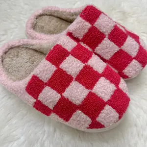 Pink checkered slippers