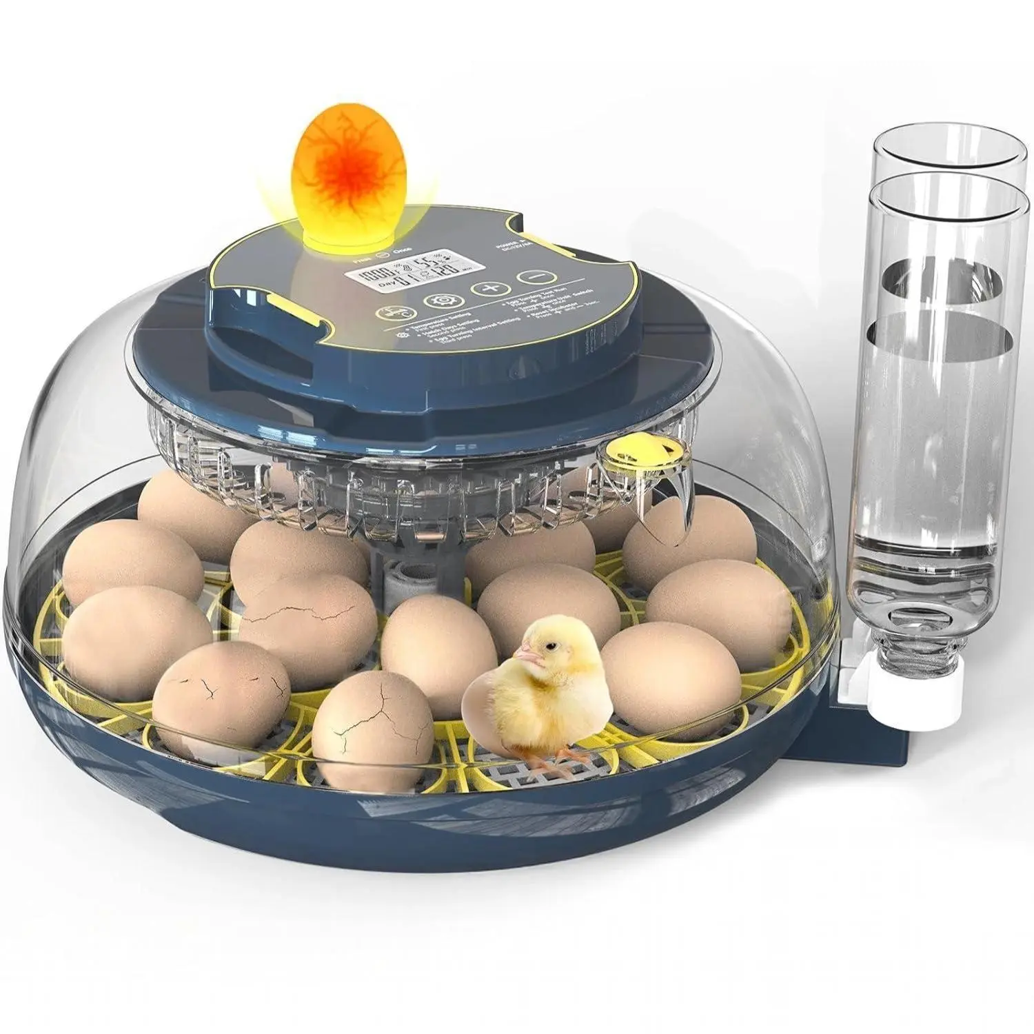 18/26 Capacity Digital Egg Incubator with Auto Egg Turning, Built-in Candler, Temperature Control, Digital Temp Set, Auto Water Refill, 2 Tray Capacity, 360° Viewing for Chicken, Duck Hatching