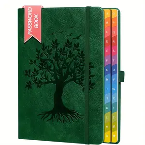 Password Book with Colored Letter Labels, 8.4 x 5.8 inches (approx. 21.3 x 14.7 cm) Hard Leather Password Keeper for Managing Internet Site Addresses and Login Information, Ideal Gift for Home and Office, Can Store 851 Passwords, Hardcover Notebooks