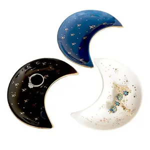 Moon Shaped Jewelry Storage Plate, 1 Count Modern Jewelry Storage Tray, Jewelry Organizer, Jewelry Storage Unit, Home Decor, Unique Gift for New Year & Birthday Party