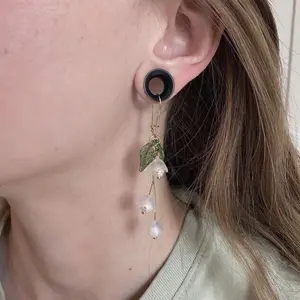 Lily Flower Earrings For Gauges | Dangles For Gauges | Tunnel Dangles | Earrings