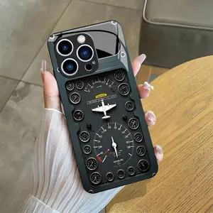 Aviation Theme Glass Phone Case with Unique Aircraft Design for iPhone 14 Pro Max, Mobile Phone Accessories.666