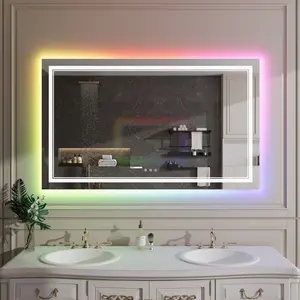 Garvee 60x36 RGB LED Mirror with IP54 Waterproof Rating, Anti-Fog and Shatter-Resistant Glass, Dimmable Lighting, and Stylish Backlit Design – Combining Practicality and Modern Elegance for Your Living Space