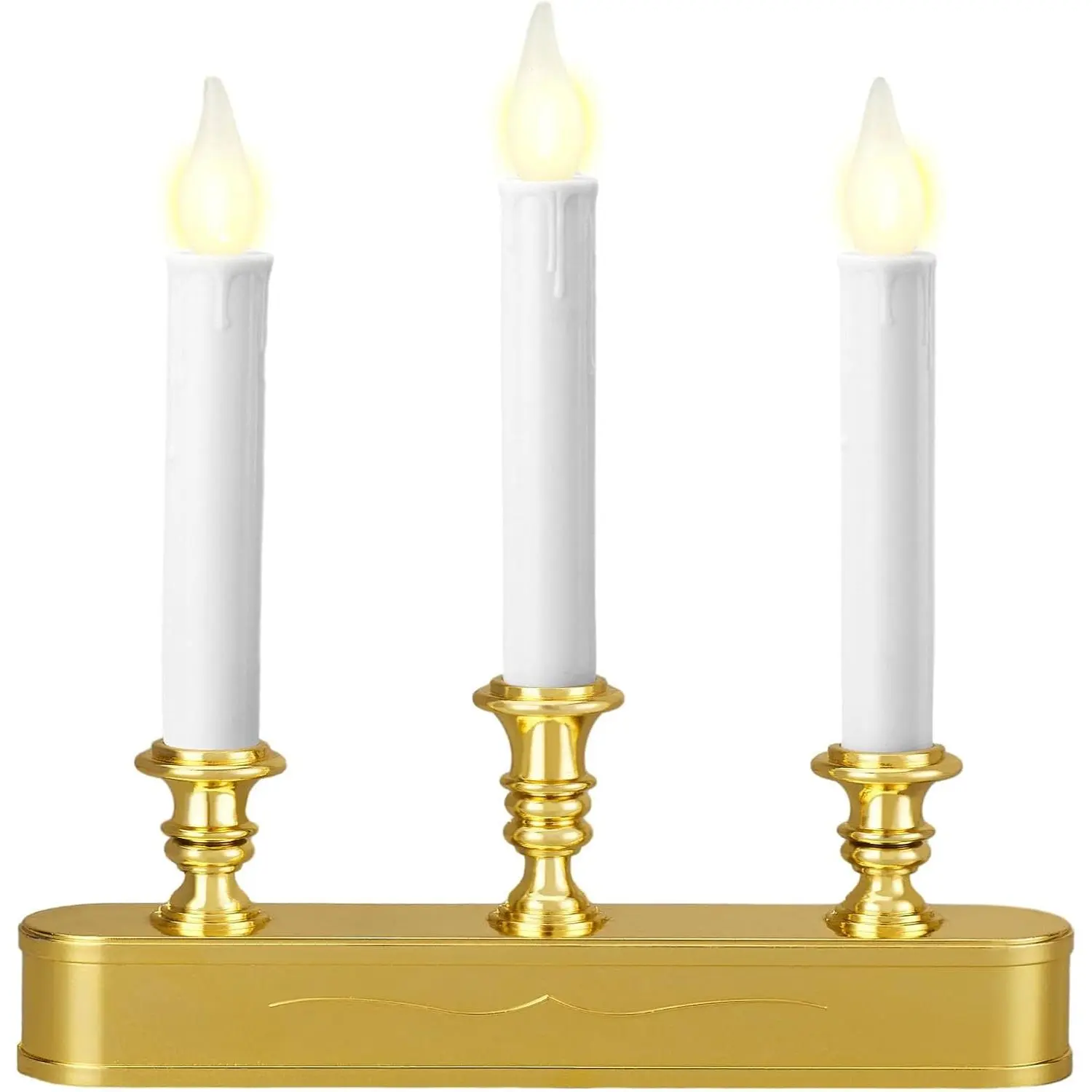 Delicate  Operated Flicker Flame  Antique 3 Tier LED Window Candelabra 11.5 Inch Hight with Automtically Timer 8 Hours On/16 Hours Off