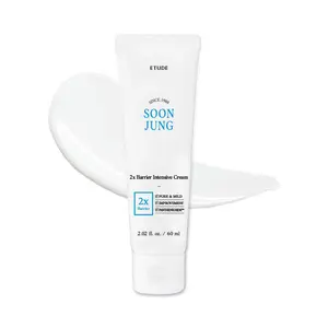 ETUDE SoonJung 2x Intensive Cream for Barrier Repair, Rich Moist, Madecassoside & Panthenol for Soothing, Face Moisturizer for Sensitive Skin, pH Balanced, Hypoallergenic, Korean Skin Care,2.02 Fl Oz