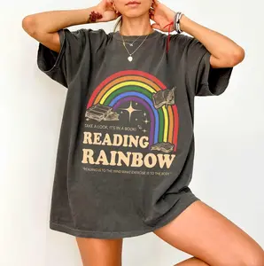Reading Rainbow Tshirt, Retro Librarian Shirt, Teacher Appreciation, Retro Rainbow School Tee, Book Lover Gift, Bookworm