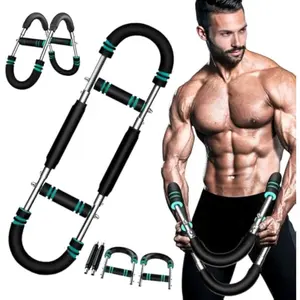 Twister Arm Exerciser Adjustable 60-120lbs Spring Workout Bar Forearm Triceps Chest Strengthener Portable Home Gym Kit