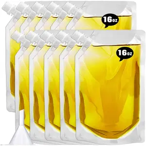 Concealable and  Cruise Plastic Flask kit,Juice Travel Plastic Flasks Bags Drink Bags Leak-Proof,  for Travel Outdoor , Concerts, Events(16OZ-10PCS)