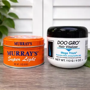 2-Piece Haircare Set – DOO GRO Mega Thick Hair Vitalizer (113g/4oz) for Daily Use, Thickening Formula for Volume, MURRAU'S Super Light Pomade & Hair Dressing with Light Hold, Gel-Infused Styling Solution