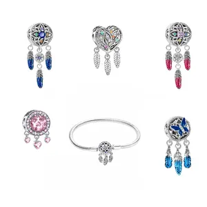 925 Silver-plated Dream Catcher Jewelry Charms, DIY Beads for Necklace Bracelet, Perfect Gift for Women