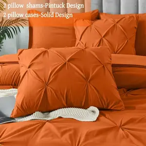 7pcs Comforter Set-Luxury Soft Fluffy Pinch Pleated Bedding -All Season Quilte Set Queen, Hypoallergenic, Breathable, Easy Care,valentine's Day Gifts,school