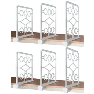 EZICOZI 6-Pack Adjustable Clip-On Shelf Dividers - Durable Plastic Organizers with Easy Clip Attachment System for Closet, Kitchen Use, Six-Pack