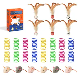 Cat Toys Pack for Indoor Cats, 28PCS Interactive Kitten Accessories with Feather Balls, Mice, Colorful Springs – Starter Kitten Toy Stuff Set, Bored Kitty Must-Have Supplies