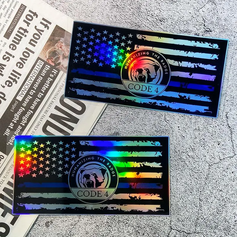 Thin Blue Line Code 4 Law Enforcement Edition Car Sticker, 3 Counts/set Waterproof Vinyl Automotive Decals for Cars, Trucks, Windows, Laptops, Motorcycles, Universal Car Sticker