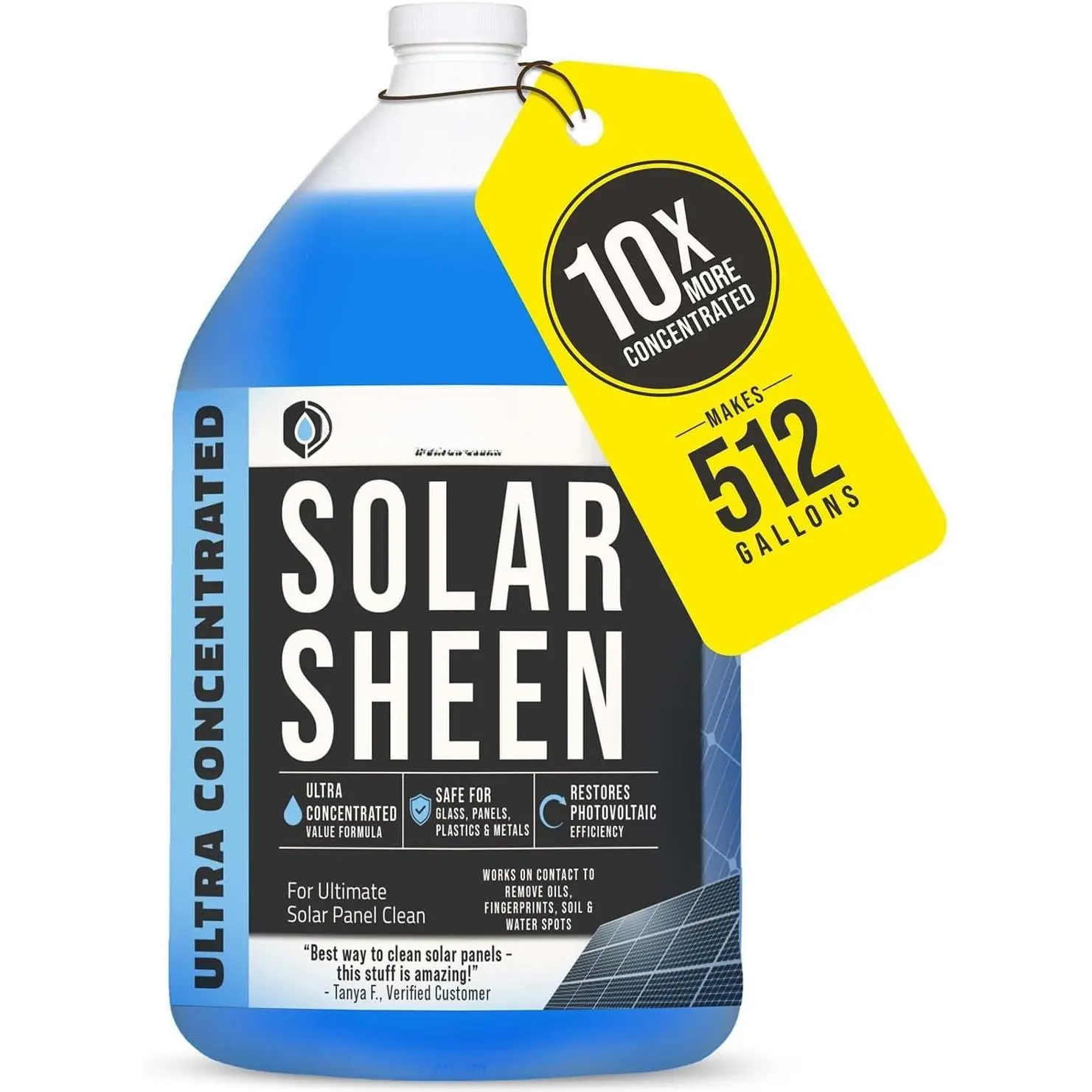 Solar Panel Cleaner 1 Gallon (Makes 512 G) - Super Concentrated Cleaning Solution for Glass, Metal,  & Plastic - Remove Oil, Fingerprint & Water Spots - Multipurpose Solar Panel Cleaning