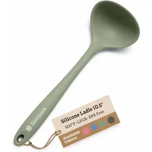 'Ladle of Love' Premium Silicone Ladle - High Heat Resistant to 600F - Non Stick Silicone Serving Spoon - LFGB Grade Rubber