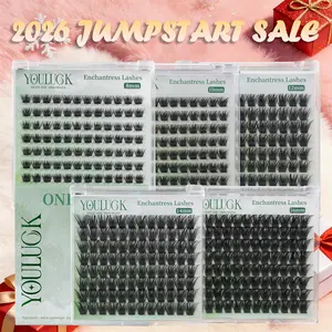 YOULUCK Single Length Enchantress Lashes Clusters Waterproof Long-Lasting Individual Eyelash Extensions Ultra-Thin Band Bond & Sea Remover Makeup for Girls Beginner Friendly