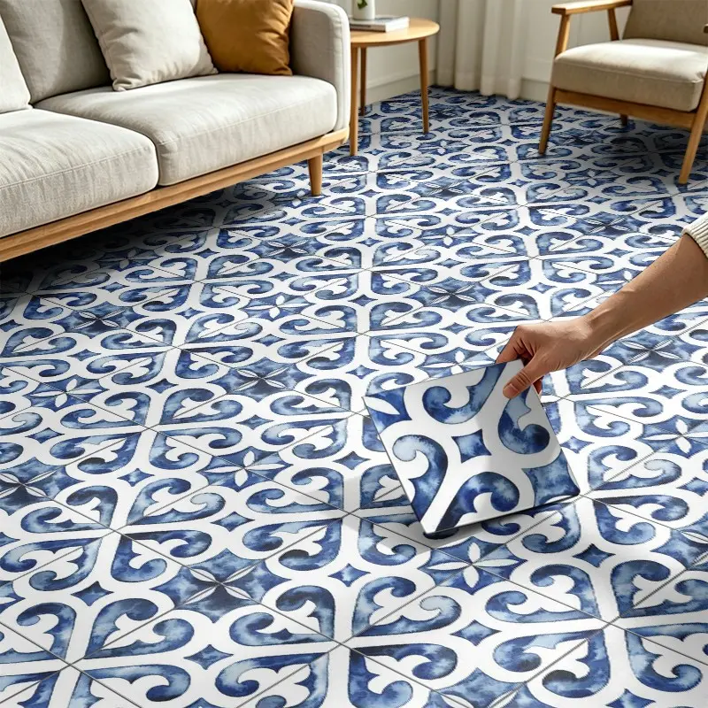 Blue Geometric Wall Stickers, 24/36pcs, Self-Adhesive, Durable, 2D Flat, Ideal for Bedroom, Living Room, Office, Restaurant, Bar