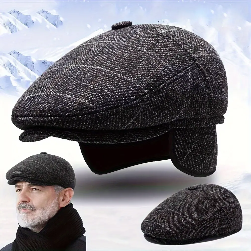 Men's Retro Gatsby - Exquisite Flat Top Hat, Suitable for Formal and Casual Occasions - Durable Fishbone Pattern Beret - Easy to Maintain for Weddings, Office, Party Accessories - Classic Newsboy Cap, Office Headwear, Fashionable Cool Hat