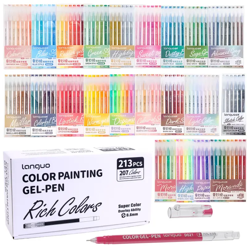 54/99/168/213 Pcs Gel Pens, 0.6 mm Fine Tip Gel Pens for Coloring,Portable Case gel pens Colored for Journaling, Coloring, Painting, Drawing & DIY Crafts,Crafting Kit,Stackable colors,Smooth,Water-Based, Coloring Graffiti Pen, Drawing Art Supplies