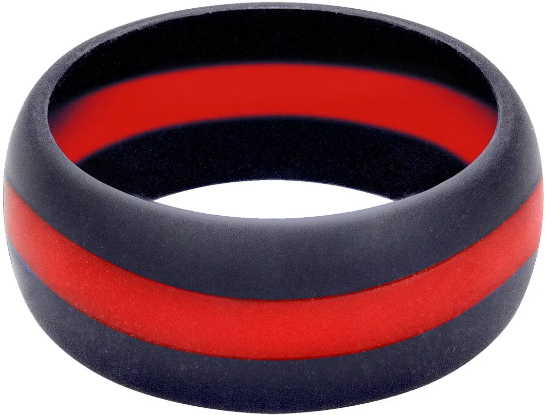 Thin Red Line Silicone Ring for Firefighters - Flexible, Non-Conductive Medical Grade Band, Unisex Fit, Multi-Size for Training & Durable Daily Wear