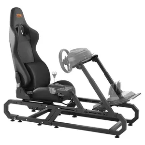 VEVOR Racing Wheel Stand, Heavy-Duty Integrated Simulator Cockpit Steering Stand, Fit Logitech G25, G27, G29, G920, G923, Thrustmaster T300RS, TX F458, T500RS, T3PA-PRO (F1/GT) and CSR Pedals, BlackVEVOR Super Brand Day