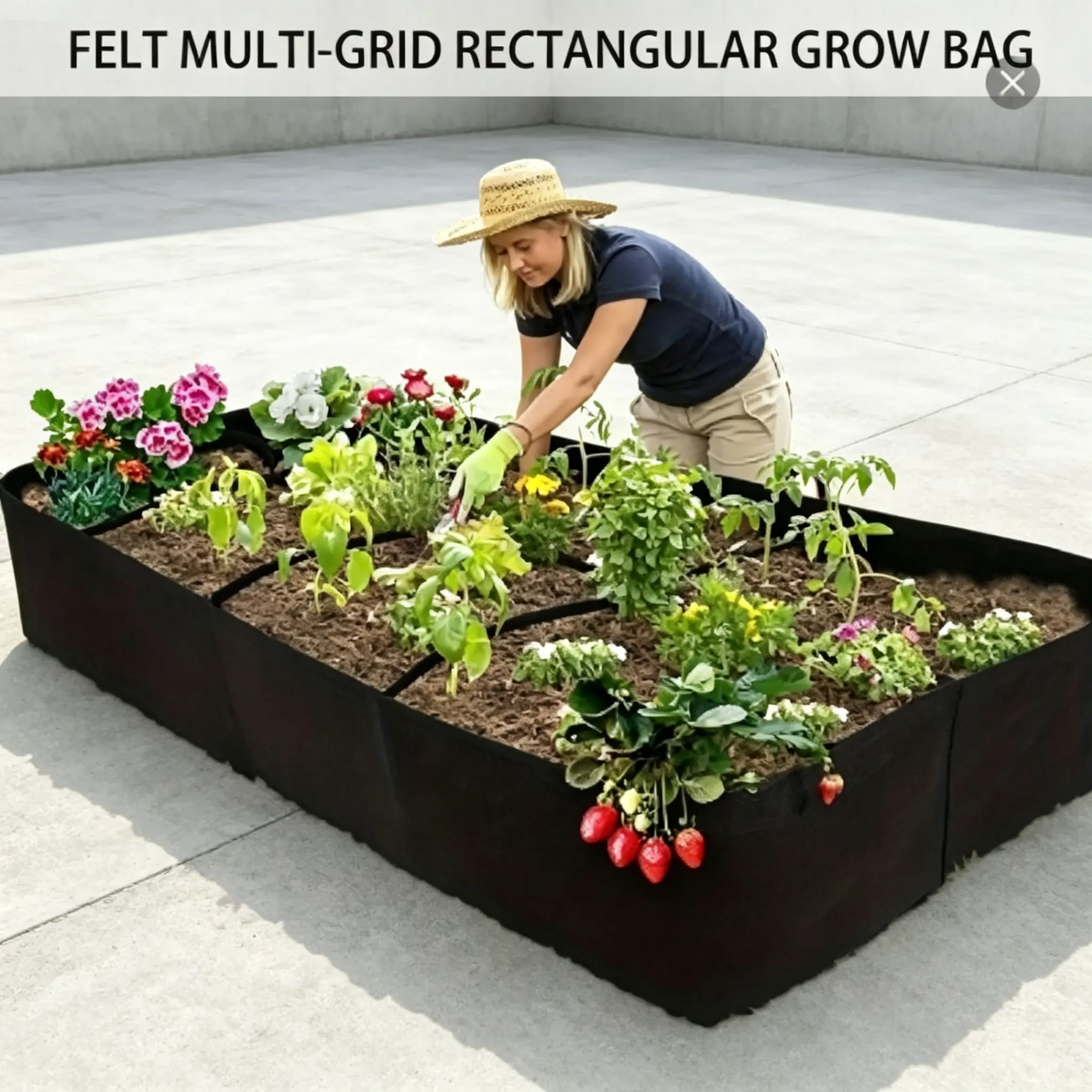 Mid Year Sale 8 Grid Divided Fabric Raised Garden Bed, 128 Gallon Extra Large Thick Breathable Growing Bags, Rectangular Separate Planting Box For Vegetables Potatoes Herbs Flowers, Indoor Outdoor Backyard Patio Floor Planter