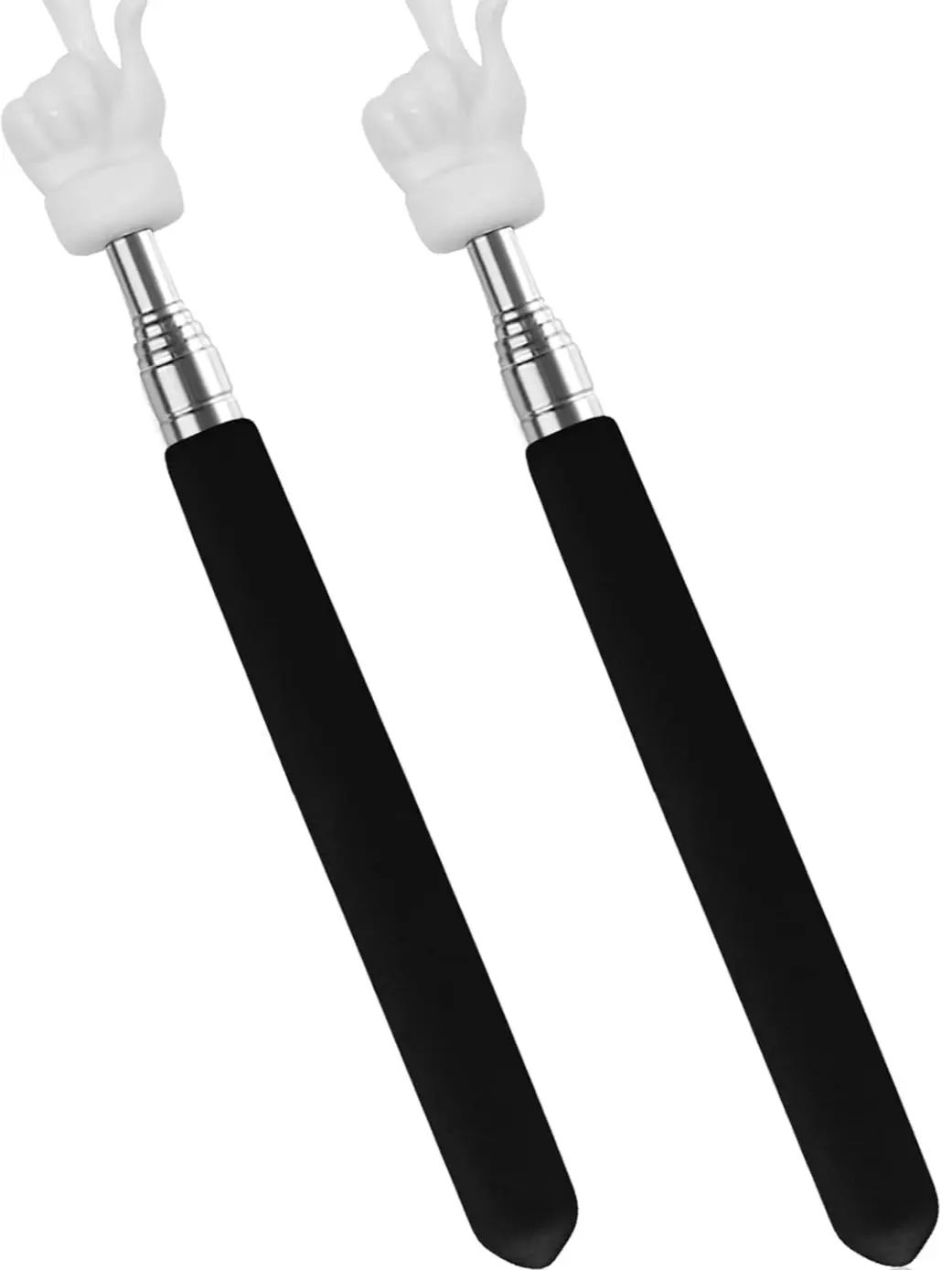 2Pcs Telescopic Teachers Pointer, Extendable Hand Pointer Finger Pointer Stick, Mini Retractable Classroom Pointer for Elementary School Kindergarten Teacher, Classroom Supplies (Black)