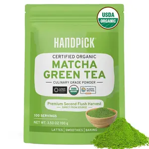 HANDPICK, Organic Matcha Green Tea Powder (3.53oz, 100g) | Culinary Grade - Authentic Premium Matcha Powder | Resealable Ziplock Pouch For Freshness organic matcha