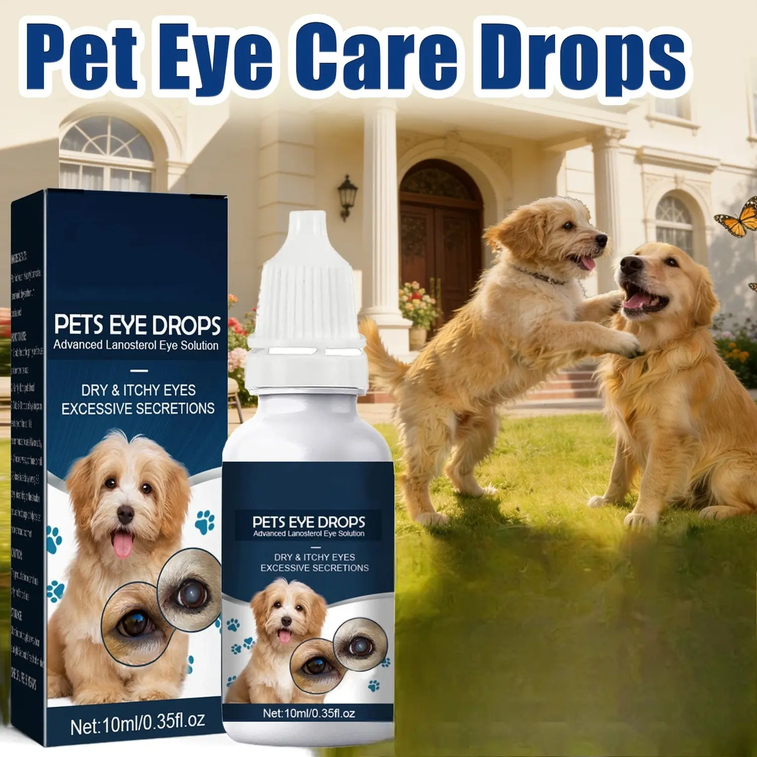 TrueRelief Pet Eye Care Liquid, Gentle Moisturizing Hydrating Drops for Dogs & Cats - Reduces Tears, Buildup & Supports Clear Eyes for Daily Use