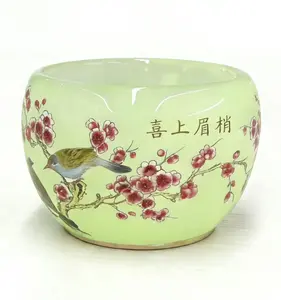 LLL0001 Verdant Plum Blossom & Bird Hand-Painted Jianzhan | Spring Blessing Teacup, Chinese Culture, High-Temperature Firing, Handmade Ceramic Cup, Wine Glass, Kung Fu Cup, Drinkware