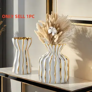 1 Count High-End Minimalist Concave-Convex Curved Ceramic Vase, Floral Flower Arrangement Vase for Office Desktop, Living Room and TV Cabinet, Home Decor Vase, Flower Arrangement Decoration, Home Decorative Vase, Ceramic Bouquet Vase