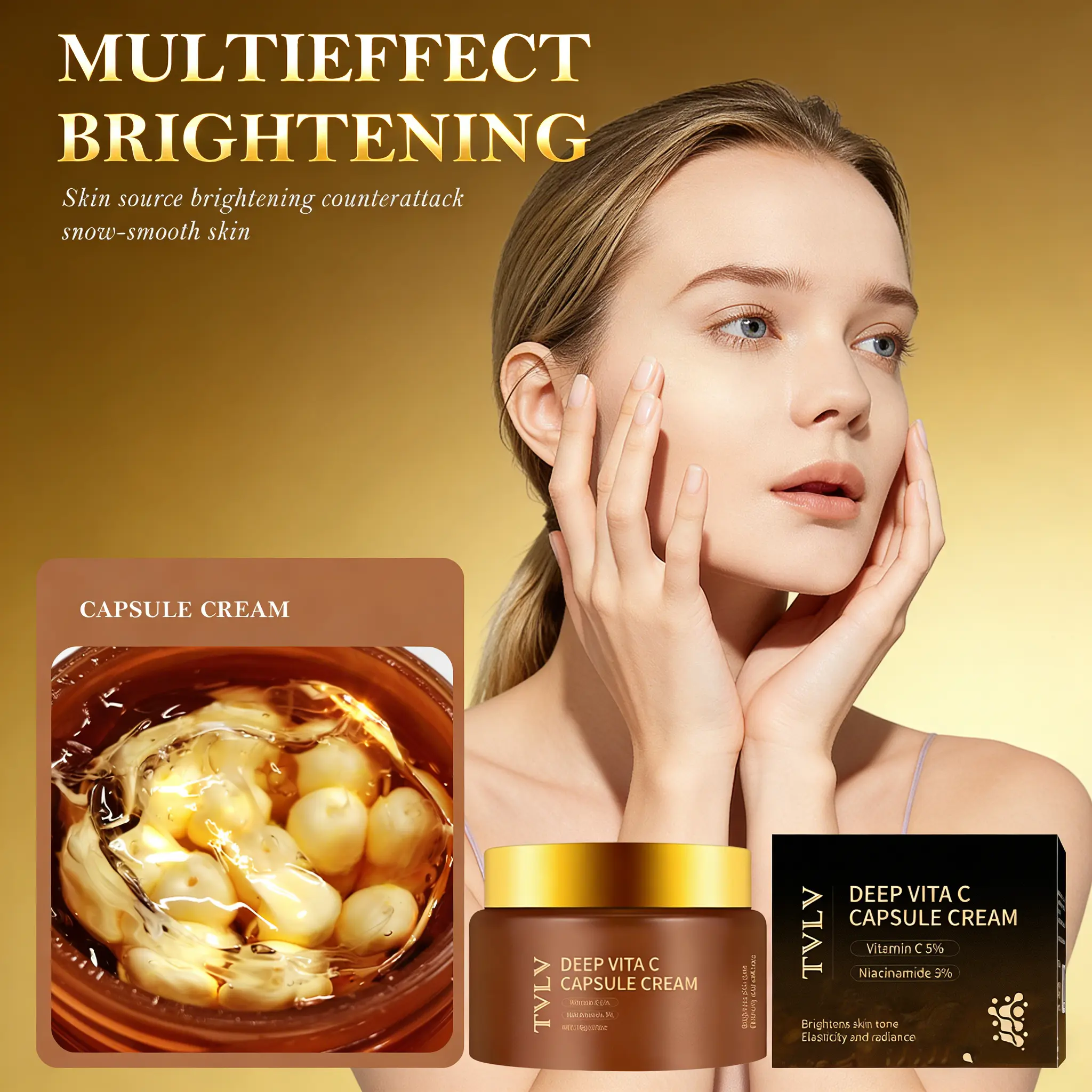 Deep Vita C Capsule Cream - Multi-Effect Brightening, Deep Hydration, Deep Nourishing & Elasticity Boost for Radiant, Smooth Skin, Moisturizing, Hydrating, Moisturizer, Deep Moisturizing Repair, Daily Moisture, Cosmetic Moisturizer
