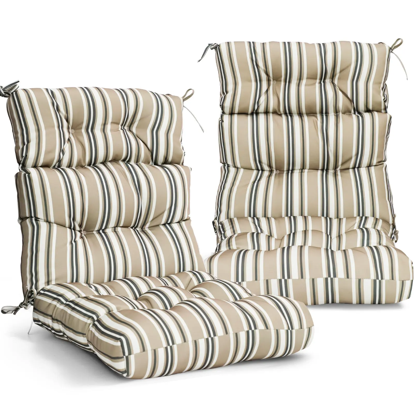 Tufted Outdoor/Indoor High Back Patio Chair Cushion, 46'' x 22'', 2 Pack