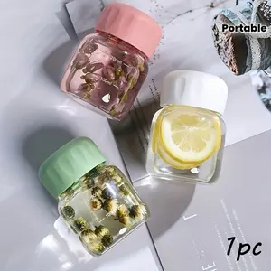 New cute mini transparent portable water bottle / travel essential / with measuring scale / suitable for milk, juice and on-the-go hydration / fitness essential / high-value chubby cup / Mother's Day gift.