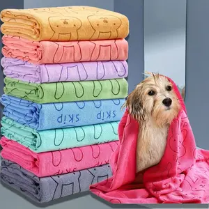 2 Pack or 1 Pack Ultra Absorbent Microfiber Dog Towels, Quick Dry Pet Care Bath Towels with Soft Cartoon Design, Grooming Supplies, Ideal for Small to Large Dogs