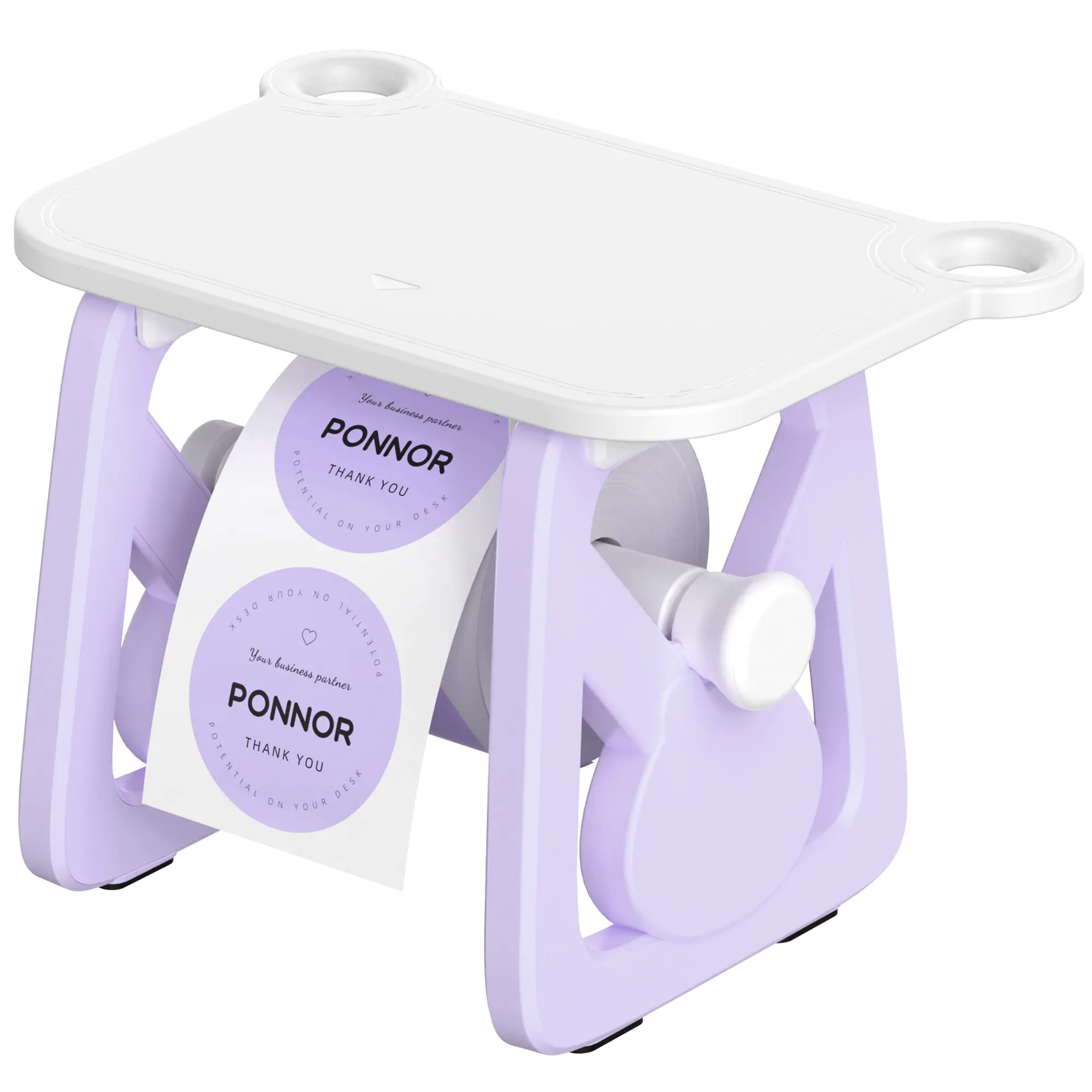 PONNOR 3-in-1 Desktop Thermal Label Holder | Easy to assemble | Space-saving | Sturdy base | Compatible with roll and fan-fold labels | Portable label holder