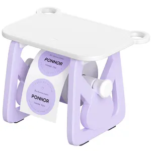 PONNOR Triple-Function Heat-Sensitive Label Stand for Desktop Printers - Space-Saving Design, Durable Base, Compatible with Roll & Folded Labels, Ideal for Home, Office, and Small Businesses - Work Organizer